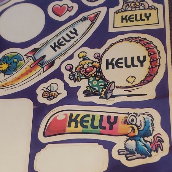 Vintage 1980's Celebrity Name Stickers "Kelly" Monkey Sunglasses Rocket Ship - Picture 5 of 7